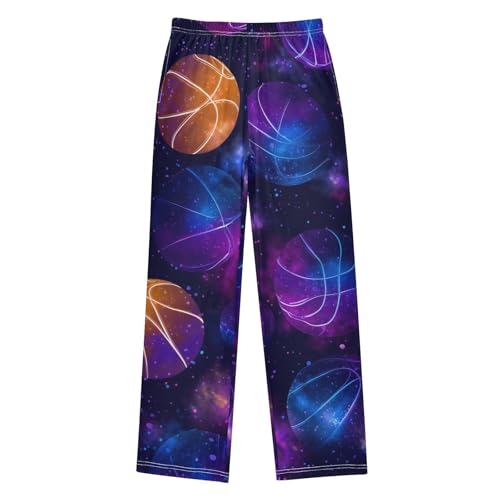 ZZXXB Galaxy Basketball Boys Long Pants Soft Trousers Elastic Waist Kids Lounge Bottoms with Pockets S-XL