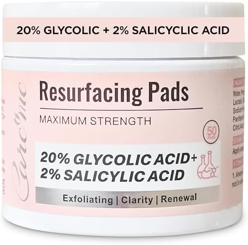 Glycolic Acid 20% & Salicylic Acid 2% Face Exfoliating Pads (50 Count)- Facial Peel Pads for Anti-Aging, Cleansing, Resurfacing, Brightening, Blemish Control, Revealing Clear, Glowing, Youthful Skin