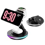 3in1 ワイヤレス充電器 折り畳み式 15W急速充電 I-phone17/16/15/14/13/12 マグセーフ 角度調整可能 雰囲気ライト付き 3台同時充電 iPhone/iWatch/Airpodsに対応 無線 出張 旅行用（ブラック）