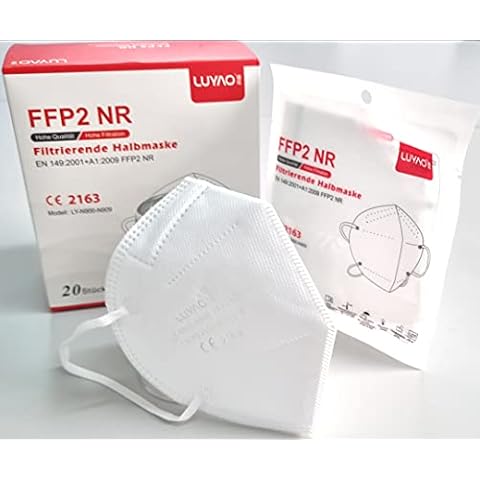 LUYAO 20 x FFP2 masks, individually packed and CE certified, 5-layer respirator mask, particle filter mask Cover