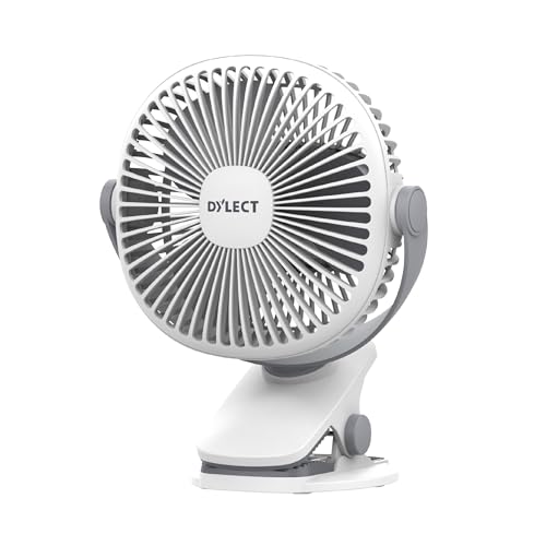 Image of Dylect® Briza Clip Mate Rechargeable Fan | 2000mAh Battery | 8H Runtime | TruSilent BLDC Motor | 3-Speed | 360° Rotation | MICRO-B | Clip & Wall-Mount Fan | Home/Office/Home/Travel | White