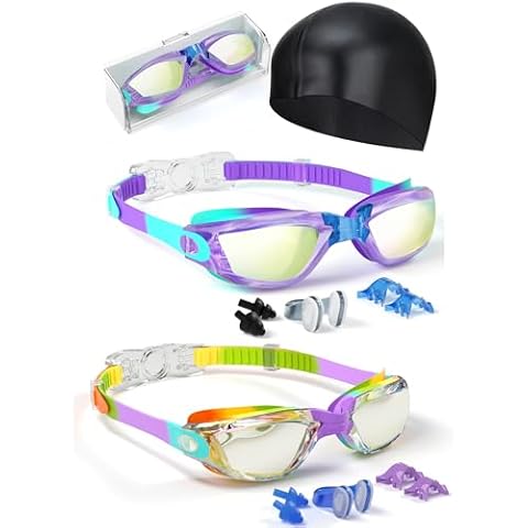 Hurdilen Swim Goggles for Kids Toddlers 3-14 with Swim Cap, Nose Clip, Nose Bridge, Ear Plugs Cover