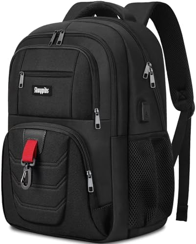 Skaypibs Black Backpack for Men Women,18.4 Inch Laptop Backpacks, Water Resistent Work College back pack