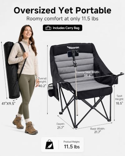 Camping Chairs for Adults, Oversized XXL Padded Folding Outdoor Camp Chair - image 2