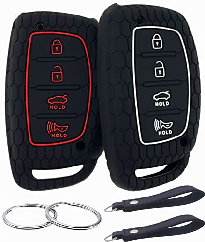 REPROTECTING Silicone Rubber Key Fob Cover, Compatible with 2013-2021 Hyundai Elantra, 2016-2020 Elantra GT, 2019-2021 Ioniq, 2015-2021 Sonata, 2014-2021 Tucson (4 Button Smart Key, Black)