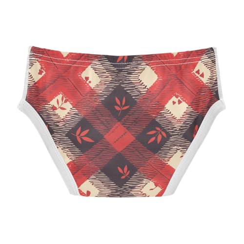 KLL Buffalo Plaid Red Black Little Boys Cotton Training Underwear Cute Children Panties2