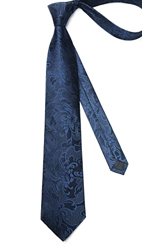 Image of Enlision Ties for Men Floral Tie Handkerchief Cufflinks Set Formal Flower Classic Mens Necktie & Pocket Square Wedding