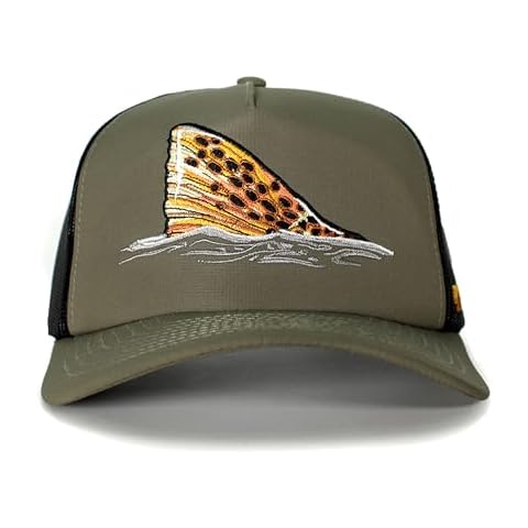 Paramount Outdoors Brown Trout Fin Mesh Back Fly Fishing Trucker Hat for Men Cover