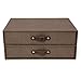 Bigso Birger 2-Drawer Canvas Fiberboard Easy Pull Handle Document Letter Box, 5.7 x 13 x 9.8 in, Dark Brown