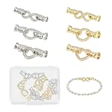 NICENEEDED 6 Pieza Extensores de Collar de Cristal, Cierres Y Cierres de Pulsera Chapados En Oro, Decoración del Conector del Cierre de Extensión Plegable de Diamantes de Imitación