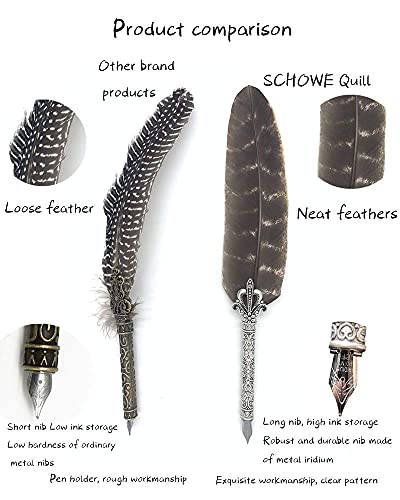 Schowe Antique Feather Quill Pen And Ink Set Vintage Fountain Dip Pens For Writing (Turkey) #TOP6