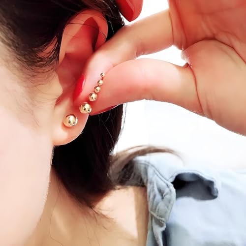 15 Pairs Surgical Steel Ball Stud Earrings Set for Women & Men, 2-6mm, Silver & Gold Plated, Hypoallergenic, 316L Stianless Steel3