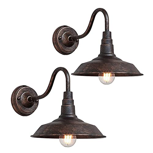 Moddeny 2 Pezzi IP54 impermeabile applique da parete per esterni 10 applique da parete per esterni in bronzo retrò E27 lampada da parete in ferro antico casale lanterna esterna per portico garage