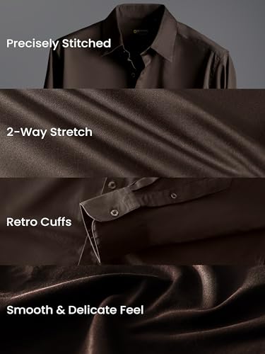 Image of BEYOUNG Regular Fit Formal Satin Shirt for Men | Full Sleeves | Men's Stylish Satin Silk Shirt | Formal Shirt | Buttondown Collar | Satin Solid Shirt for Men