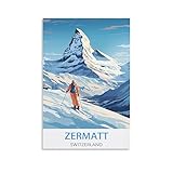 KmoNo Zermatt Schweiz Vintage Reiseposter 20 x 30 cm Poster 