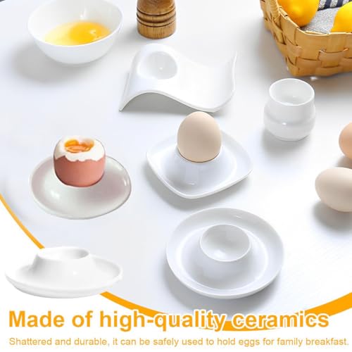 Eierbecher Weiß,8 Stück Eierbecher Set, Plastik,Eierständer mit Ablage,Frühstück Eierhalter Set, Porzellan, Lustig,für Das Frühstücksei Küche Esszimmer – Bild 8