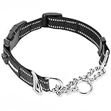 PETTOM Collare Semistrozzo Cane, Collare Cane Con Serratura di Sicurezza, Regolabile e Riflettente, Collare a Strozzo per Cani di Piccola, Media e Grande Taglia (S, Nero)