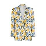 NRBEAWD Mens Casual Long Sleeve Blazer Regular Fit Suit Jacket One Button Daily Blazer Lemon Floral Blazers Business Sport Coat Tops with Pocket