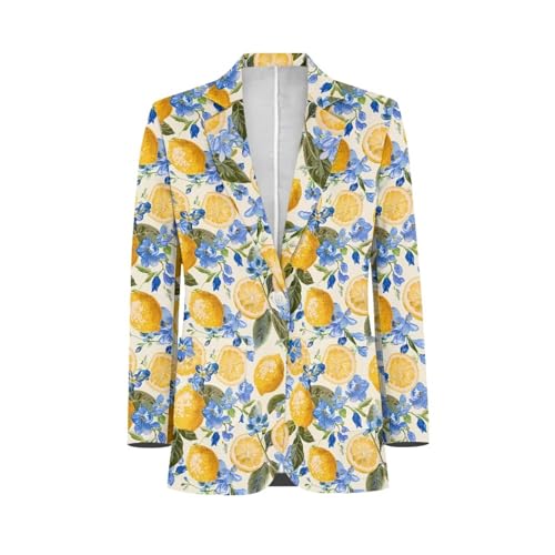NRBEAWD Mens Casual Long Sleeve Blazer Regular Fit Suit Jacket One Button Daily Blazer Lemon Floral Blazers Business Sport Coat Tops with Pocket