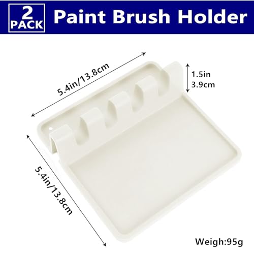 Image of Small Paint Brush Holder,Silicone Paint Brush Rest with 4 Slots,Coloring Brush Organizer Display Stand for Watercolor Acrylic Oil Painting Brushes Storage (Silicone 2pack)