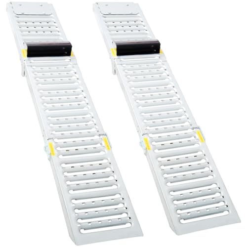 2 Juegos de Rampas Plegables para Automóvil Ferruginosas, 22,8" L x 10,6" A x 6,1" A (plegadas), Capacidad de Carga: 1760 lb (plegadas) / 660 lb (desplegadas), 67,3" x 10" (desplegadas), con Hebillas Robustas, Ligeras y Portátiles para Automóvil, Camionet miniatura 7