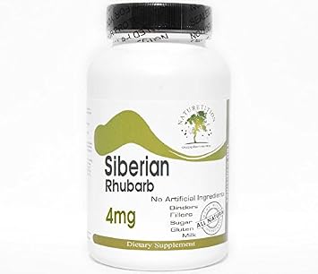 Siberian Rhubarb Extract 4mg  100 Capsules - No Additives  Naturetition Supplements