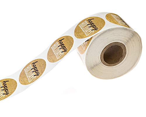 Black & Matte Gold Happy Holidays Christmas Stickers / 500 Christmas Envelope Seals / 1.5" Faux Glitter Holiday Labels #TOP2