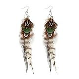 RUOFFETA Long Feather Earrings for Women, Boho Bohemian Earrings Multicolor Tassel Handmade Feather Earrings for Women Dangling(Style H)