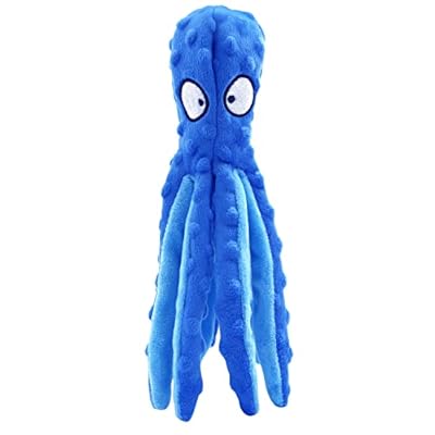 Plush Dog Toy Octopus Dog Squeaky Toy Dog Plush Toy No Stuffing Pet Puppy Soft Toy Interactive Chew Toy for Small to Medium Dogs Training and Playing, Reduce Boredom, Stress Relief Dog Chew Toy (Blue)