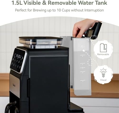Gevi 10-Cup Grind & Brew Drip Coffee Maker with Built-In Burr Grinder - 3