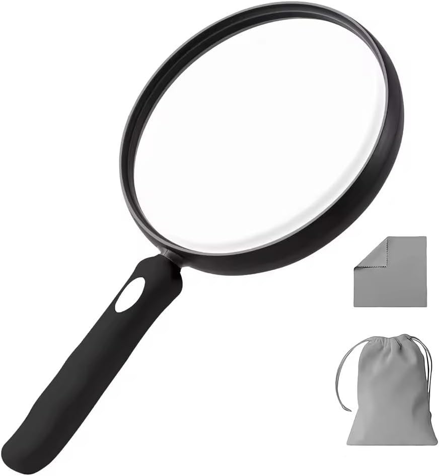 Large Magnifying Glass 10X Rubber Handheld Magnifier for Seniors Kids Reading Exploration