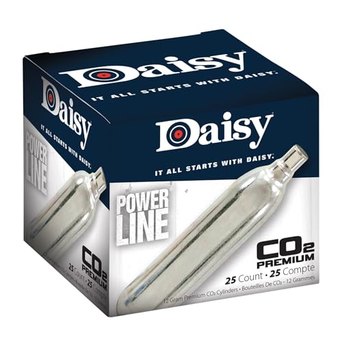 Daisy Powerline 12-Gram CO2 Cylinders, 25 Count, Consistent Pressure, for CO2 Airguns