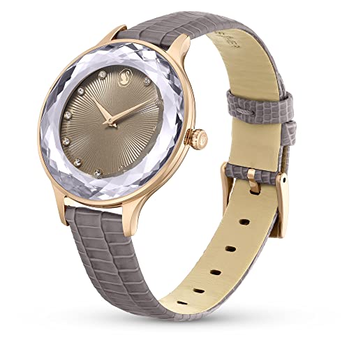 Swarovski Octea Nova Orologio, Con Cristalliswarovski E Cinturino In Pelle, Placcato In Tonalità Oro Rosa, Meccanismo Al Quarzo, Beige - 2