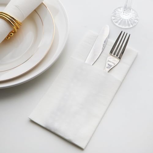 Serviettes de table jetables toucher lin et étui couverts