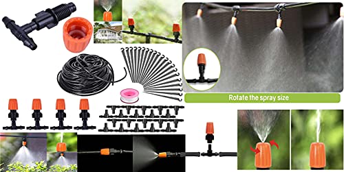 Image of DIY Crafts Patio Misting Micro Flow Drip Irrigation Nylon Misting Cooling System Plastic Mist Nozzle Sprinkler Micro Bubbler Home Garden Lawn (6 Pcs Mist Set, Multi Accessories Misting Fan Set)