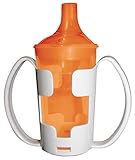 Schnabelbecher Trinkbecher Becher für Tee und Brei, langes Mundstück, mit Halter orange