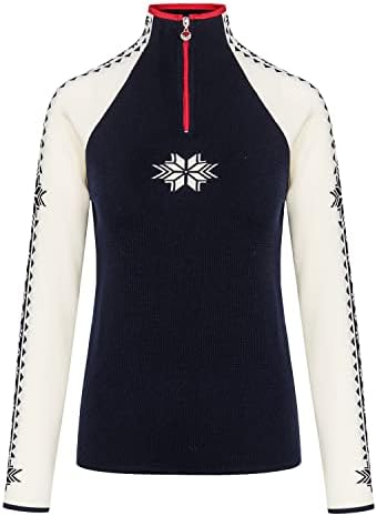 Dale of Norway Geilo Sweater - Sweaters for Women - 100% Skin Soft Merino Wool Pullover - Feminine Fit Ladies Sweaters - Quarter Zip Wool Sweater - Women’s Sweater with Detailed Patterns - 5 Colors
