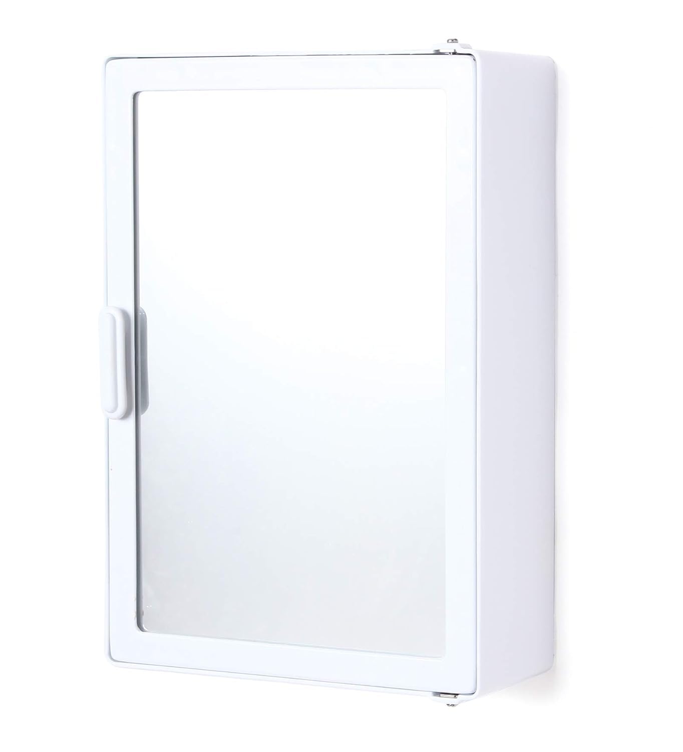 zahab Wall Mounted Bathroom Mirror Cabinet with Storage | Waterproof Plastic Organizer | Space Saving Multipurpose Cabinet | White | Grey-image-1
