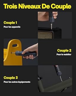 HOTO Visseuse sans Fil 3,6V, Tournevis Electrique 4N.m, 12 Embouts en Acier S2, Conception Tout-en-un, Charge Type C, Lumière LED sans Ombre, 3 Réglages du Couple, Batterie 1500 mAh