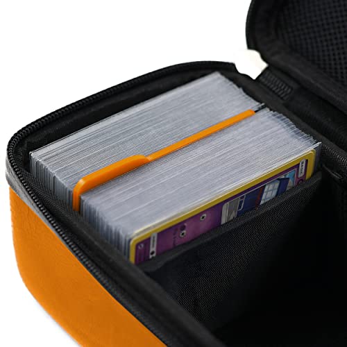 Orange Bolt Card Carrying Case - Playing Card Case Deck Box Holder, Compatible With Pokemon Tcg, Mtg, Yugioh Trading Cards (Wrist & Shoulder Strap, Dividers & Separators + 100 Apollo Sleeves) #TOP2