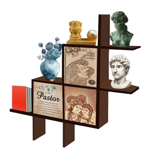 Image of Wooden Wall Shelves for Living Room, Kitchen, Hallway, Bedroom, and Bathroom; Wall Mounted Book Shelf; Wall Shelf for Photos and Decorations; Bend Shelve (Plus New BRN)