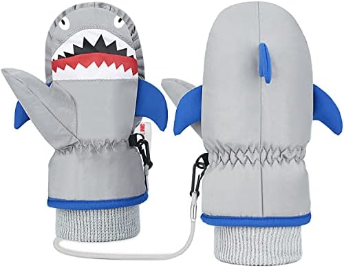 7-Mi Kids Ski Gloves Winter Warm Windproof Snow Gloves for Boys Grils Aged 3-6T