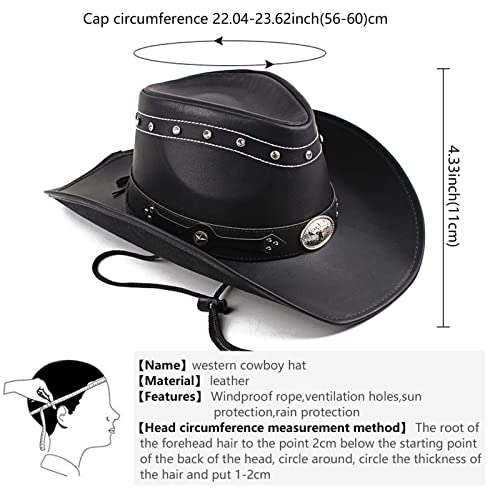 Cowboy Hats For Men And Women,Western Cowboy Sun Hat,Outback Wide Brim Sunscreen Hat For Outdoor Horse Riding,Camping,Hiking (Black) #TOP1
