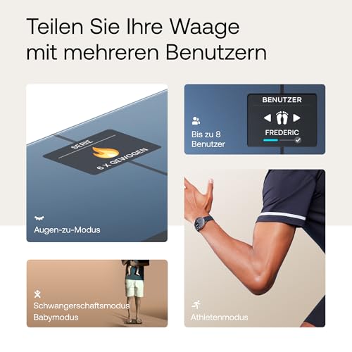 WITHINGS Body Smart — WLAN Digitale Personenwaage / Körperfettwaage für erweiterte Körperzusammensetzung inkl. Muskelmasse, Wasseranteil, Knochendichte