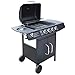 vidaXL Barbacoa Grill de Gas de Acero con 4+1 Quemadores con Ruedas Color Negra
