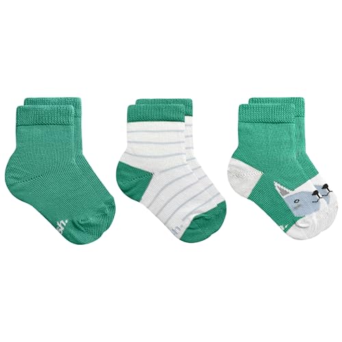 MASH Kit 3 Pares Meias INFANTIL Bebê Criança Menino Menina Recém Nascido Cano Médio, Verde Esmeralda