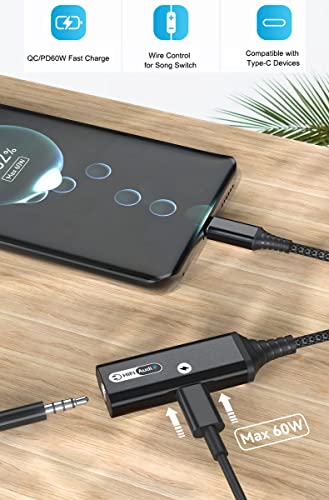 Tek Styz Usb-C To 3.5Mm Headphone Led 60W Charging 3.0 Adapter Compatible With Lg Tone Style Hbs-Sl5 Dongle Dual Pd To Aux Audio Jack Fast Hi-Speed Certified thumb #1