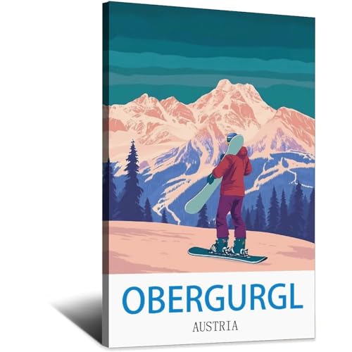 Poster de voyage vintage Obergurgl Autriche affiche retro deco murale toile
