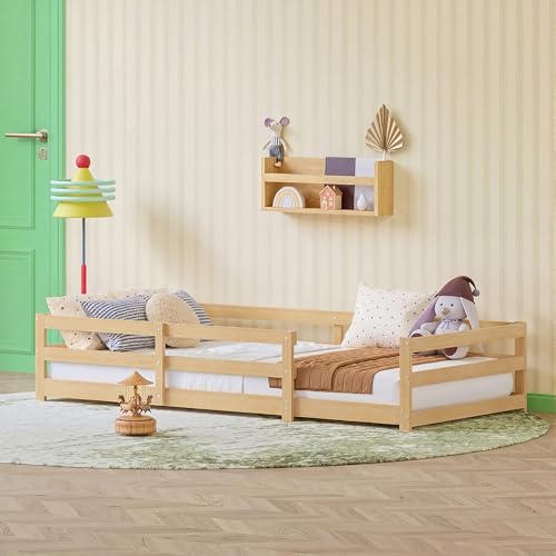 Cama infantil con borde de seguridad Montessori para evitar caídas 8