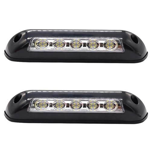 Boat spotlights, Marine Searchlight, 2 Piece Black RV Porch Lights, 12V White Light Caravan Waterproof Awning Led Light Strip 8W Interior Exterior Wall Lamps Motorhome Camper Marine Spotlights